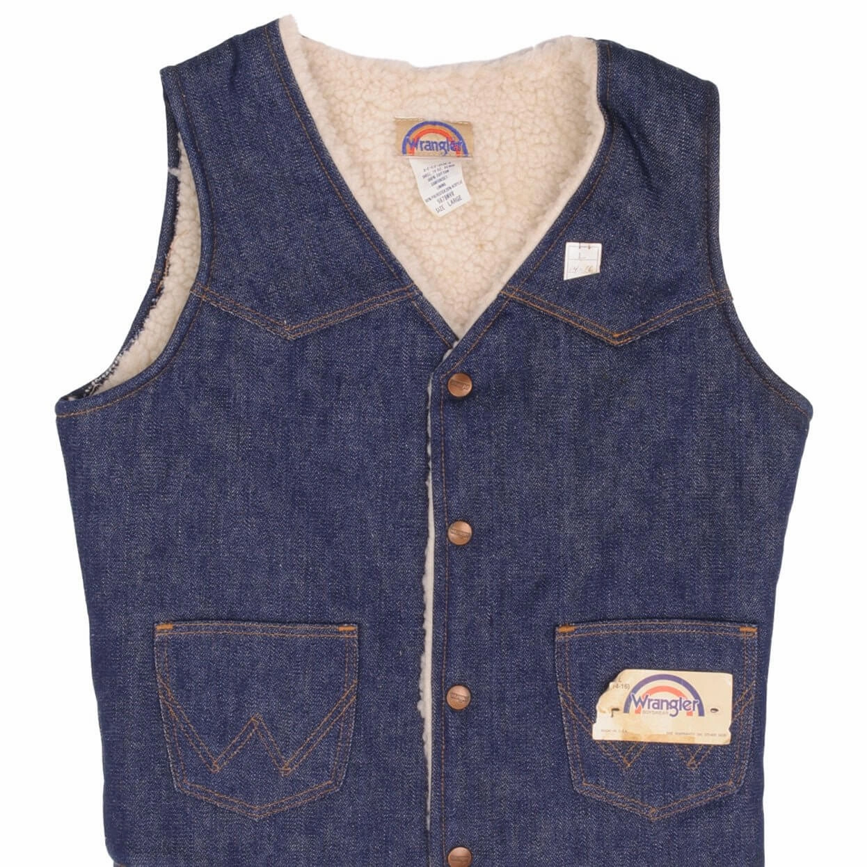 Insulated Wear VINTAGE WRANGLER SHERPA VEST JACKET MEDIUM MADE USA DEADSTOCK 1970S