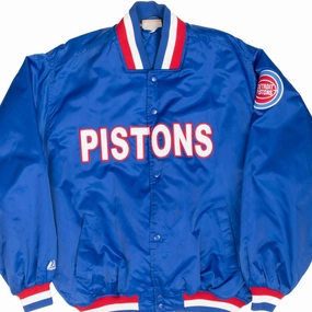 Fitness Sporty Layer VINTAGE NBA DETROIT PISTONS VARSITY SATIN BOMBER JACKET XL