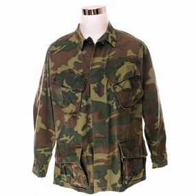 VINTAGE US ARMY TROPICAL COMBAT JACKET 5TH PATTERN ERDL 1968 VIETNAM WAR SIZE LARGE SHORT Art Exhibition Guard