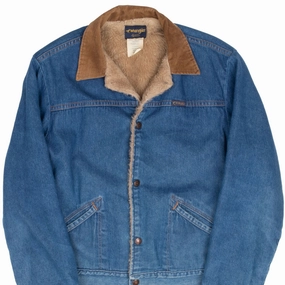 Urban Trek Aftershave VINTAGE WRANGLER FUR LINED DENIM JACKET 74227NV 1970S SIZE 38 MADE IN USA