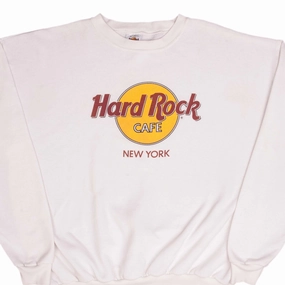 solo wear Weekend Layer VINTAGE HARD ROCK CAFE NEW YORK WHITE SWEATSHIRT 1990S SIZE XL