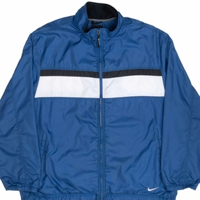 Fast Living Cozy Lining VINTAGE NIKE CLASSIC SWOOSH BLUE WINDBREAKER JACKET 1990S XL