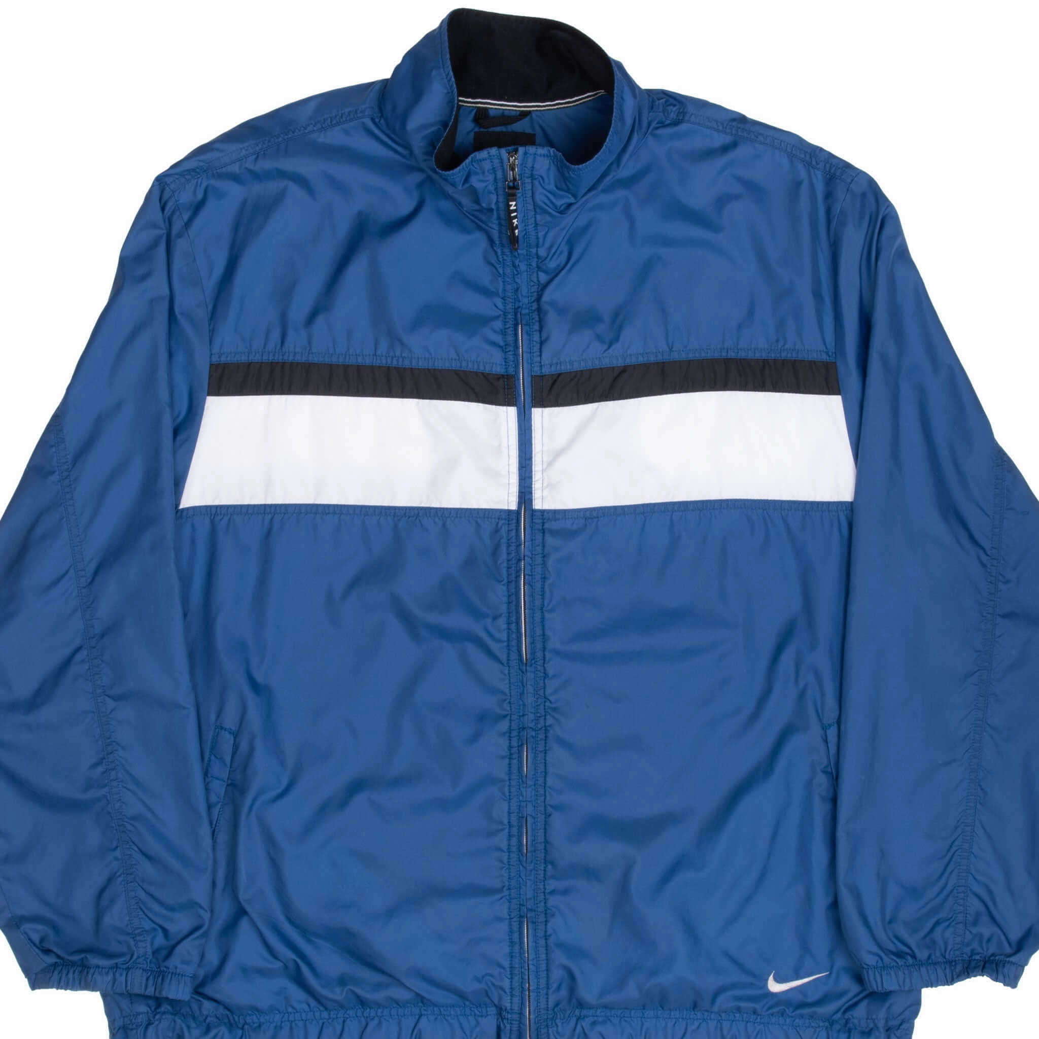 Fast Living Cozy Lining VINTAGE NIKE CLASSIC SWOOSH BLUE WINDBREAKER JACKET 1990S XL