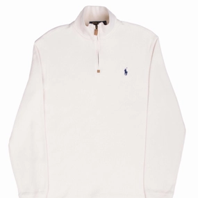 VINTAGE POLO RALPH LAUREN IVORY 1990S QUARTER 1/4 ZIP SWEATER SMALL Everyday Hoodie