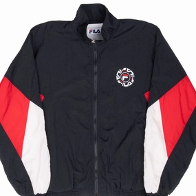 VINTAGE FILA BLACK WINDBREAKER JACKET 1990S MEDIUM Double Layer Closure