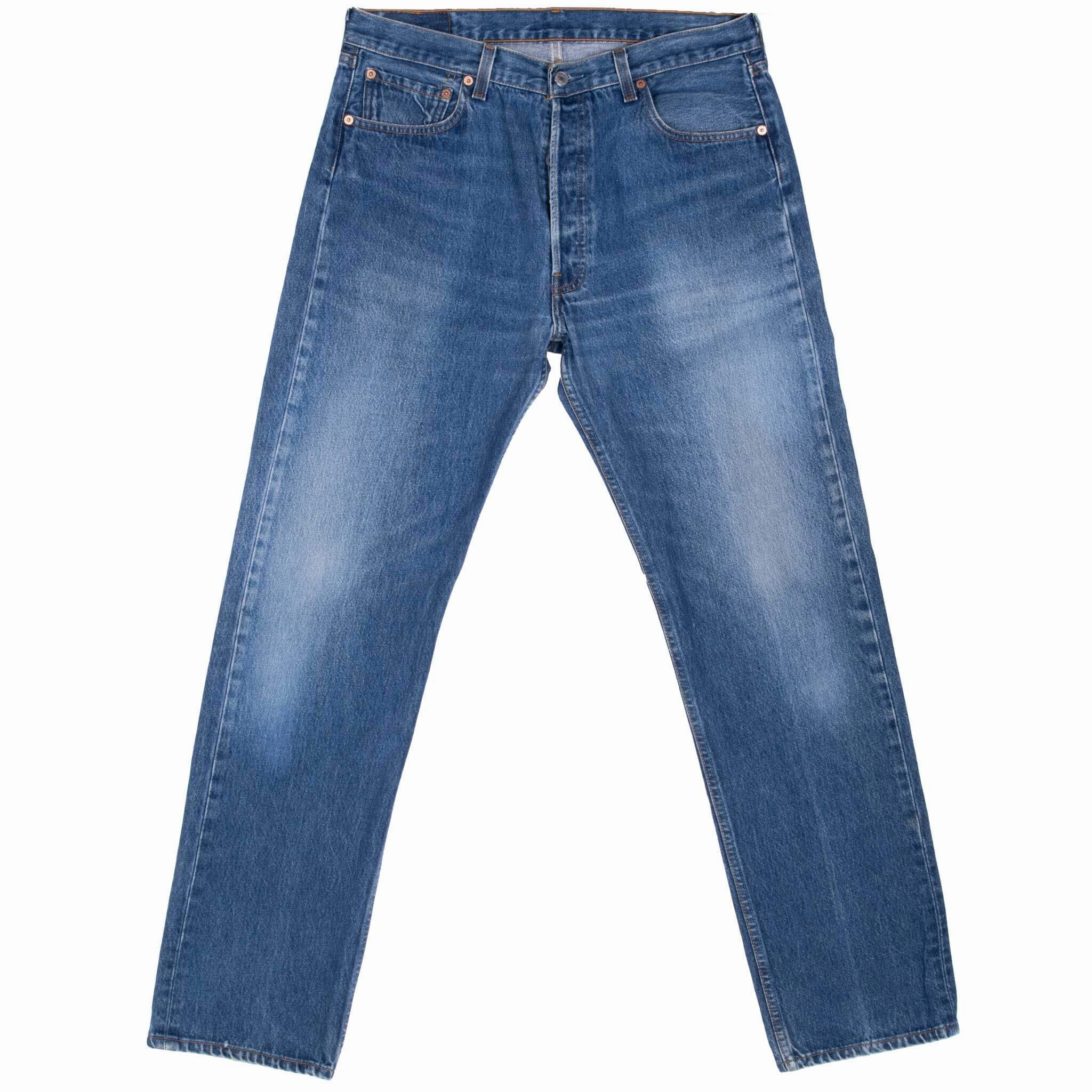 VINTAGE LEVIS 501 INDIGO BLUE JEANS 1990S 34X33 MADE IN USA Contemporary Vibe