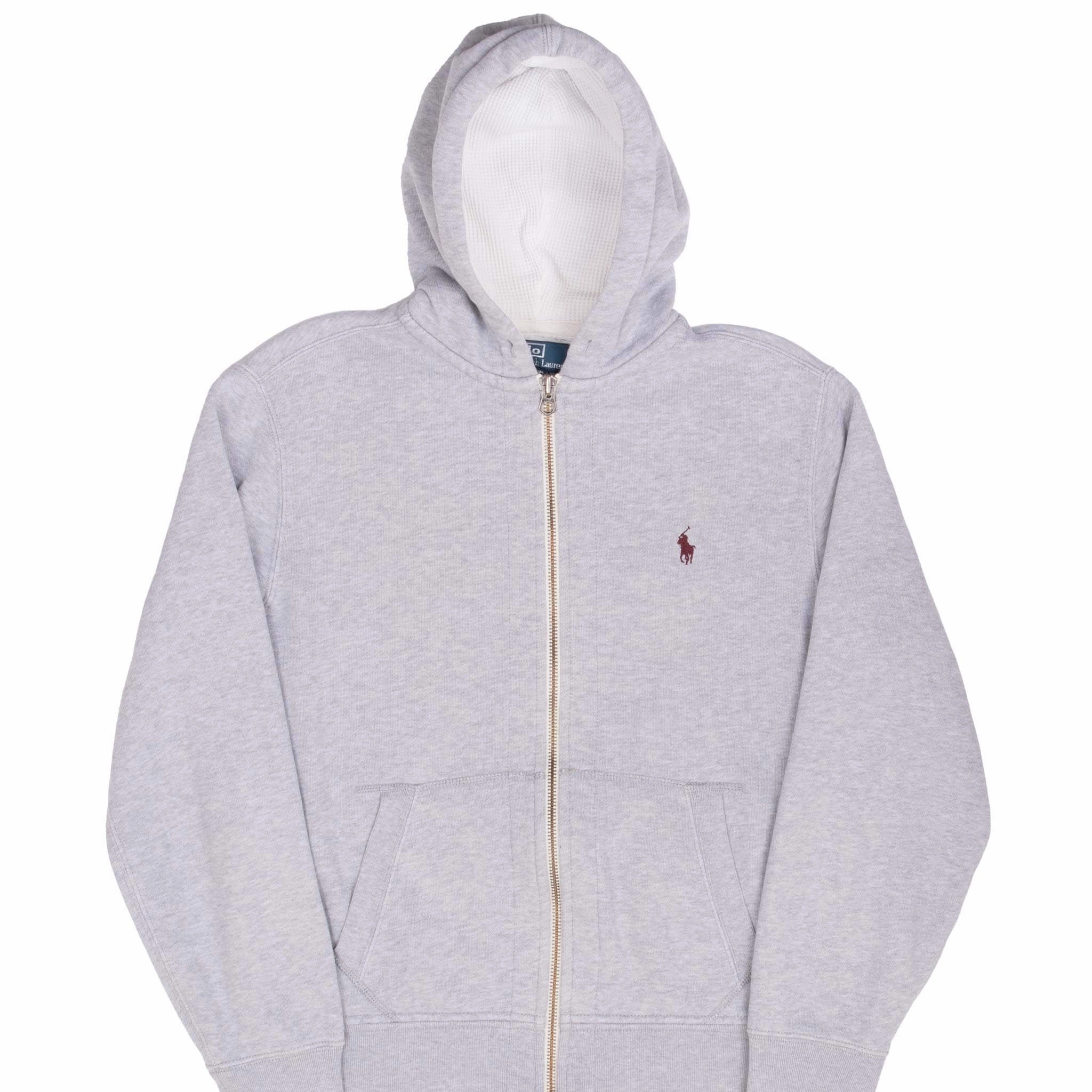 VINTAGE RALPH LAUREN FULL ZIP CLASSIC GREY HOODIE SWEATSHIRT 1990S MEDIUM Best-selling Outdoor Relaxed