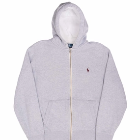 VINTAGE RALPH LAUREN FULL ZIP CLASSIC GREY HOODIE SWEATSHIRT 1990S MEDIUM Best-selling Outdoor Relaxed