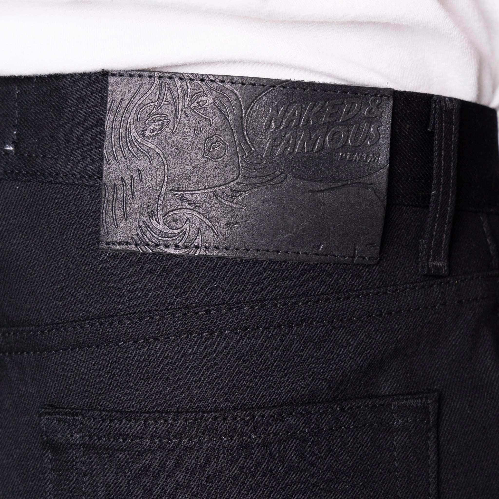 Weekend Style Outdoor Adventure Durable Fabric Weird Guy - Solid Black Selvedge - 36" Long Inseam