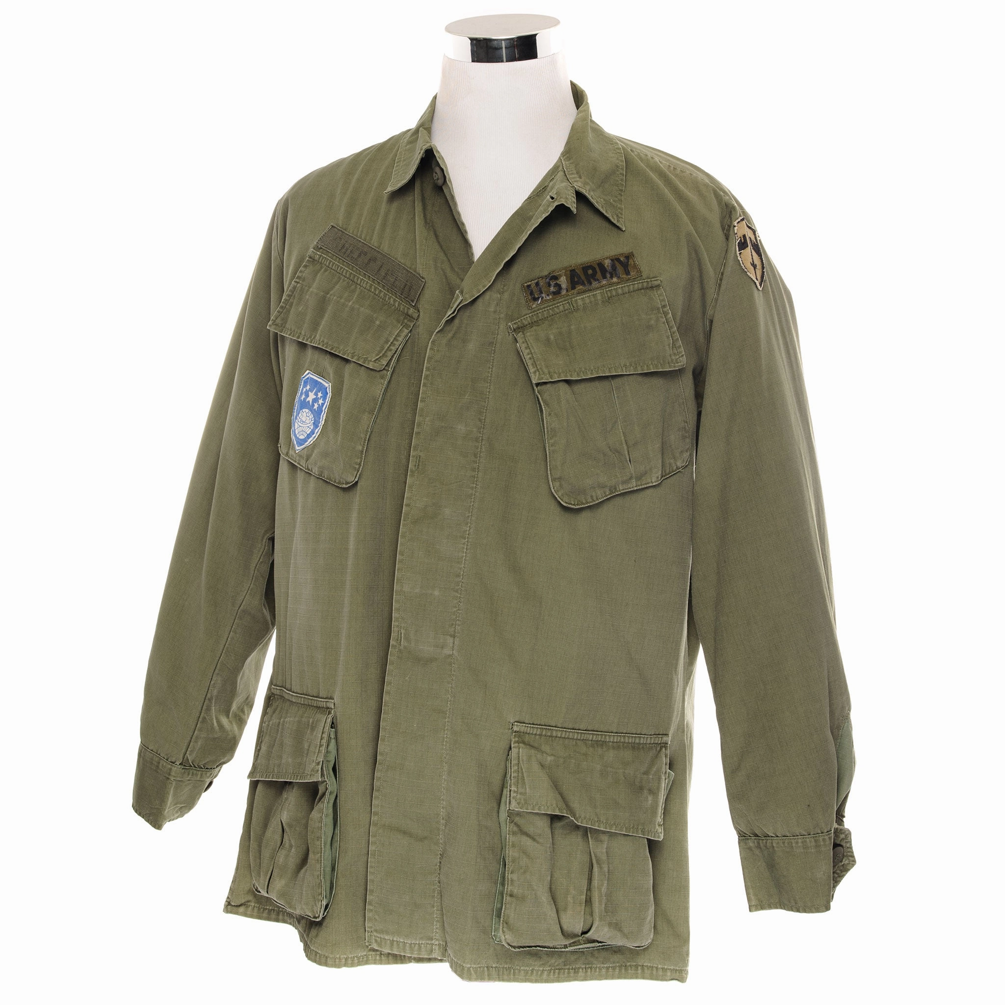 VINTAGE US ARMY TROPICAL COMBAT JACKET 4TH PATTERN 1966 VIETNAM WAR SIZE LARGE LONG WITH PATCHES Casual Layer Unwind