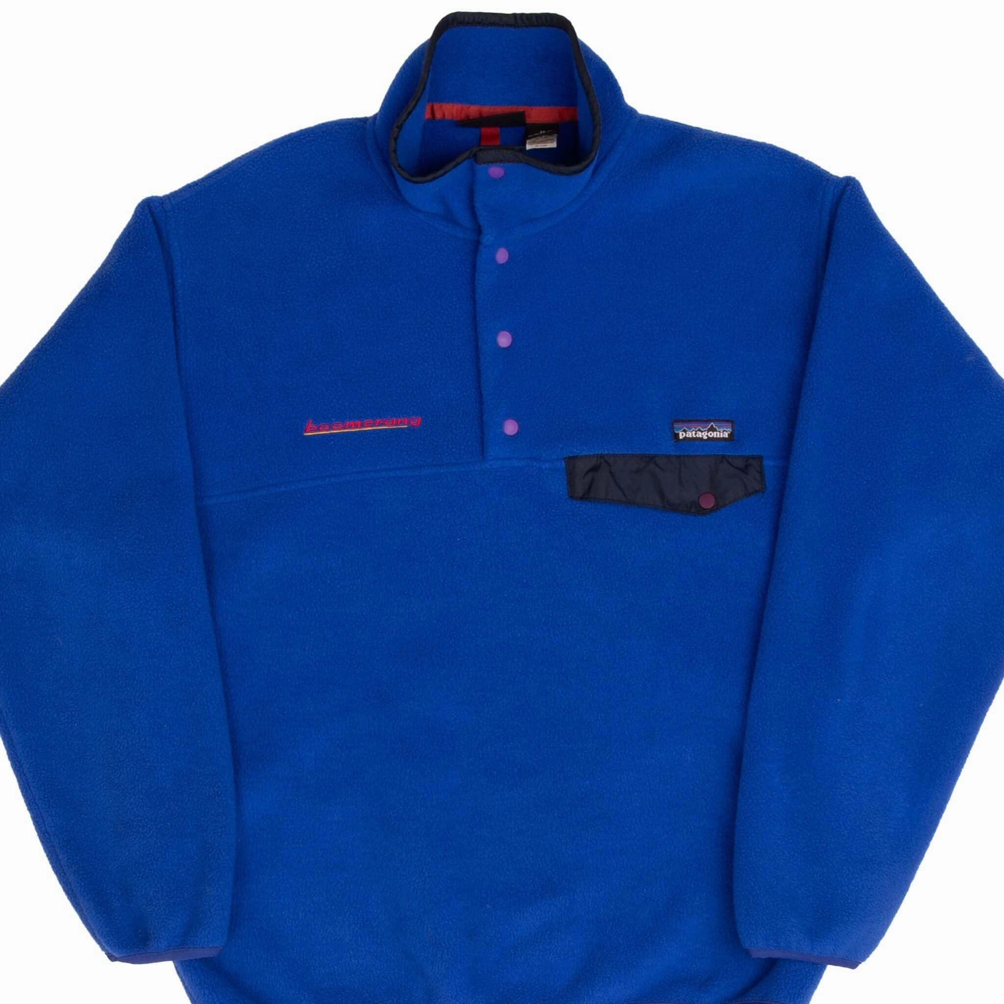 VINTAGE PATAGONIA SYNCHILLA SNAP T BLUE 1990S FLEECE PULLOVER MEDIUM MADE USA Multipurpose Utility Reservation