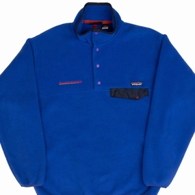VINTAGE PATAGONIA SYNCHILLA SNAP T BLUE 1990S FLEECE PULLOVER MEDIUM MADE USA Multipurpose Utility Reservation