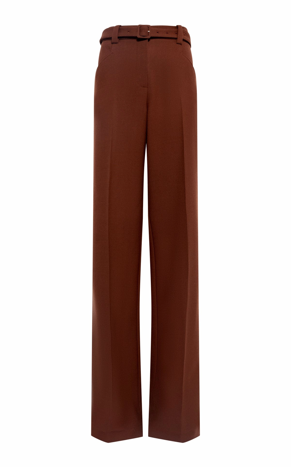 Norman Wide-Leg Pant in Cognac Recycled Virgin Wool Simple Silhouette