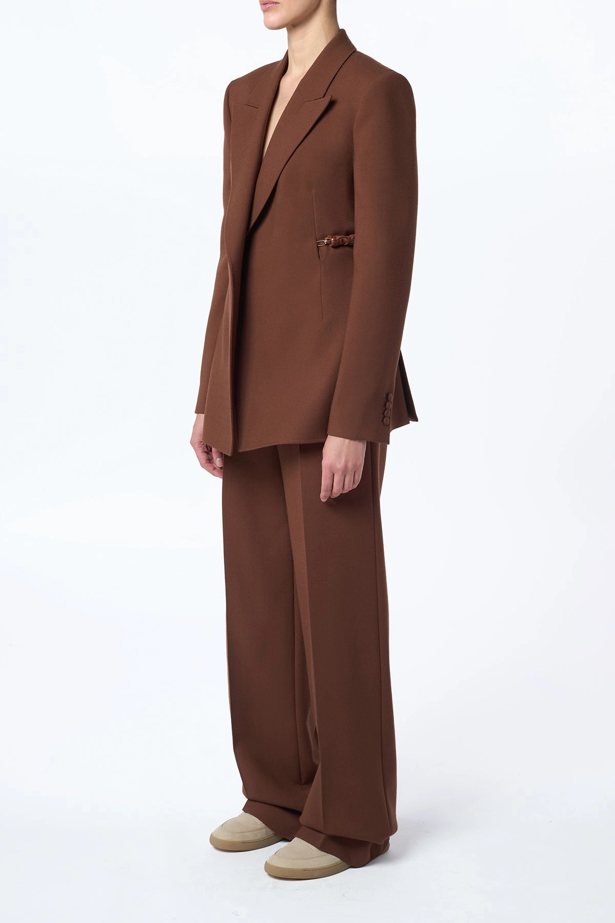 Travel Ready Fit Norman Wide-Leg Pant in Cognac Recycled Virgin Wool