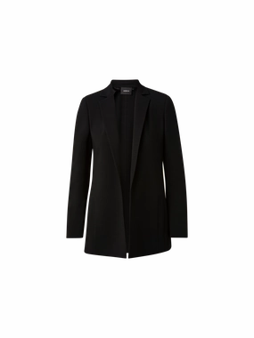 Wool Double-Face Blazer with Elongated Lapel Taped Zipper Closures