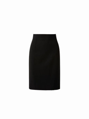 Wool Double-Face Pencil Skirt with Slits color block