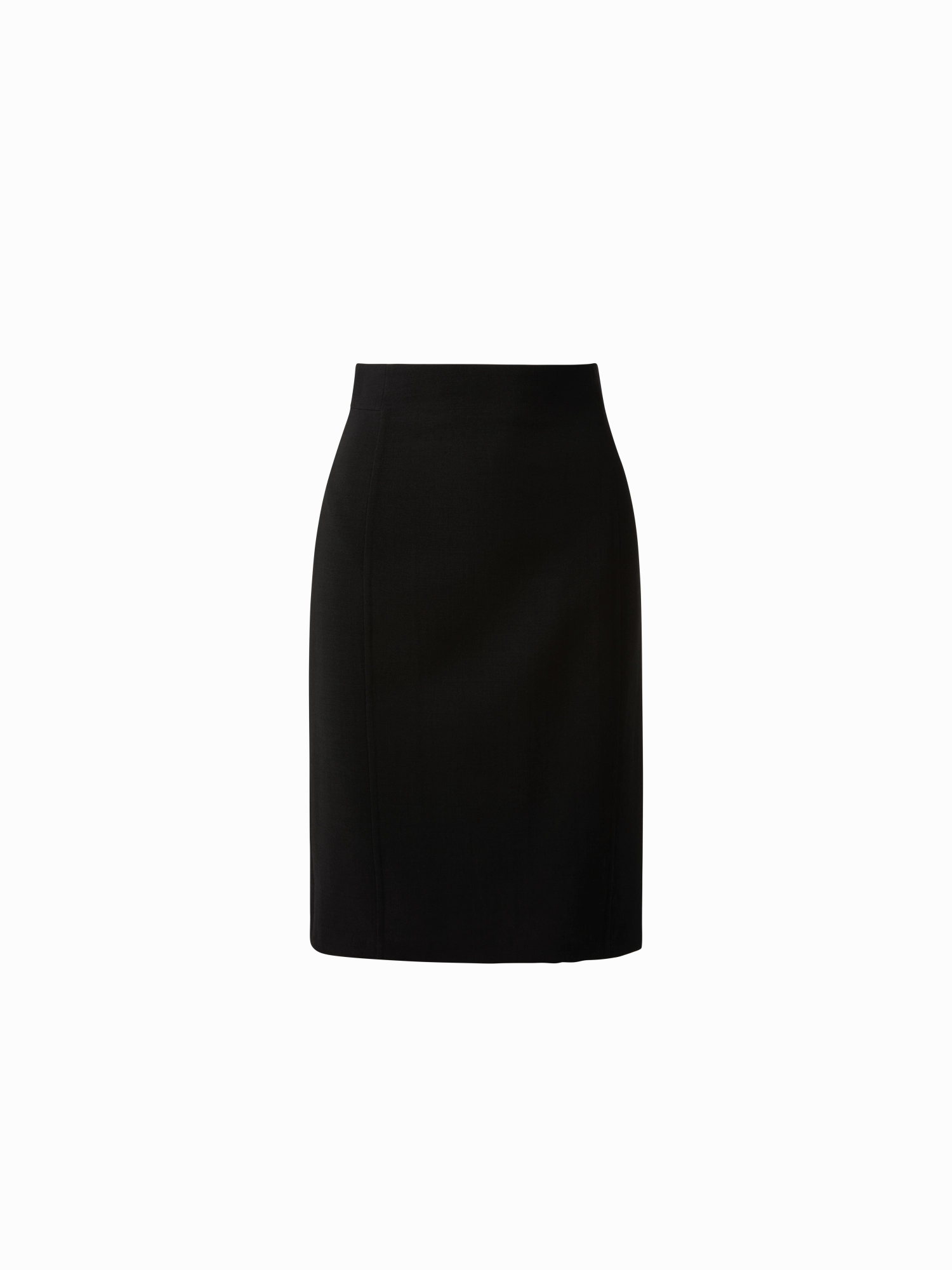 Wool Double-Face Pencil Skirt with Slits Simple Comfort Sheer Overlay