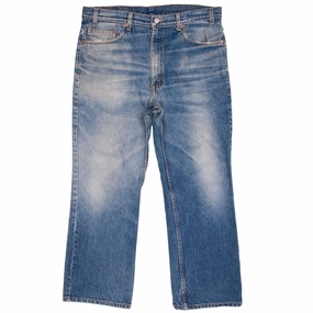 VINTAGE LEVIS 517 BOOTCUT JEANS INDIGO 1980S SIZE W38 L30 Unfaded Hemline Subtle Texture