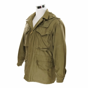 VINTAGE US ARMY M-1943 M43 FIELD JACKET 1945 WW2 SIZE 38R WITH HOOD Skinny Fit Minimal Lines