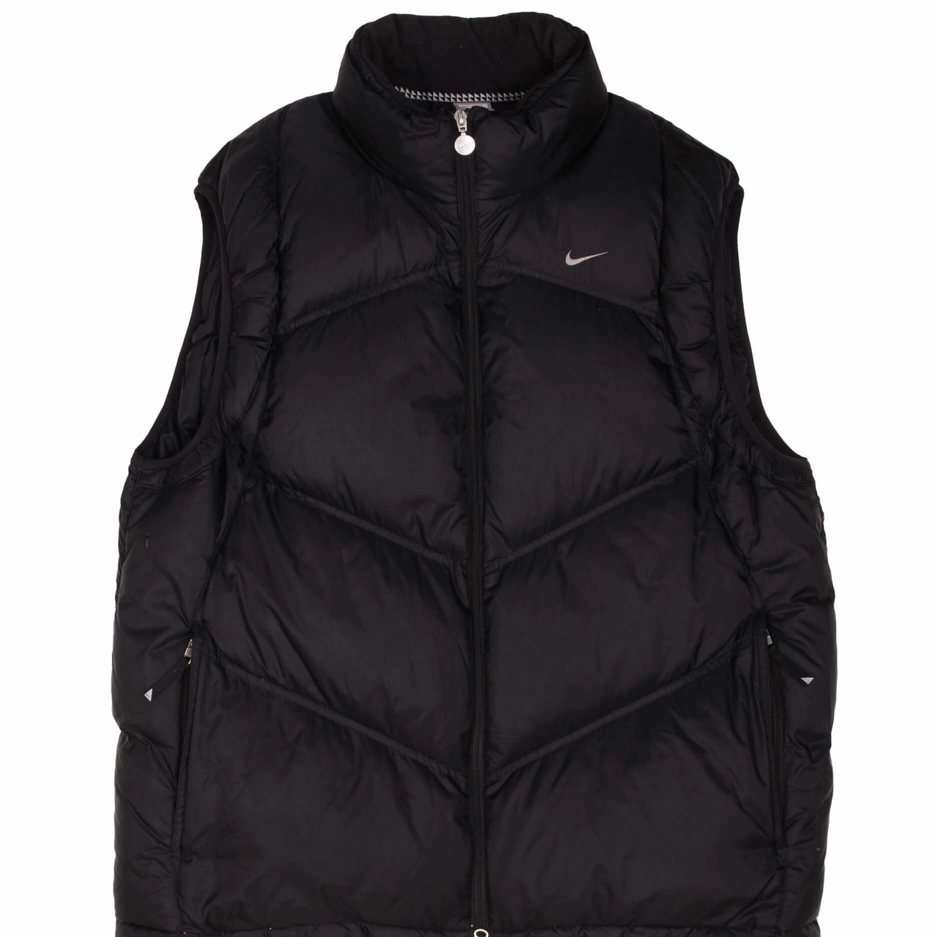 High-quality VINTAGE NIKE SWOOSH BLACK PUFFER VEST JACKET 2000S SIZE XL