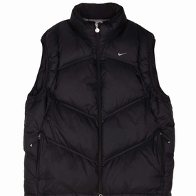 High-quality VINTAGE NIKE SWOOSH BLACK PUFFER VEST JACKET 2000S SIZE XL