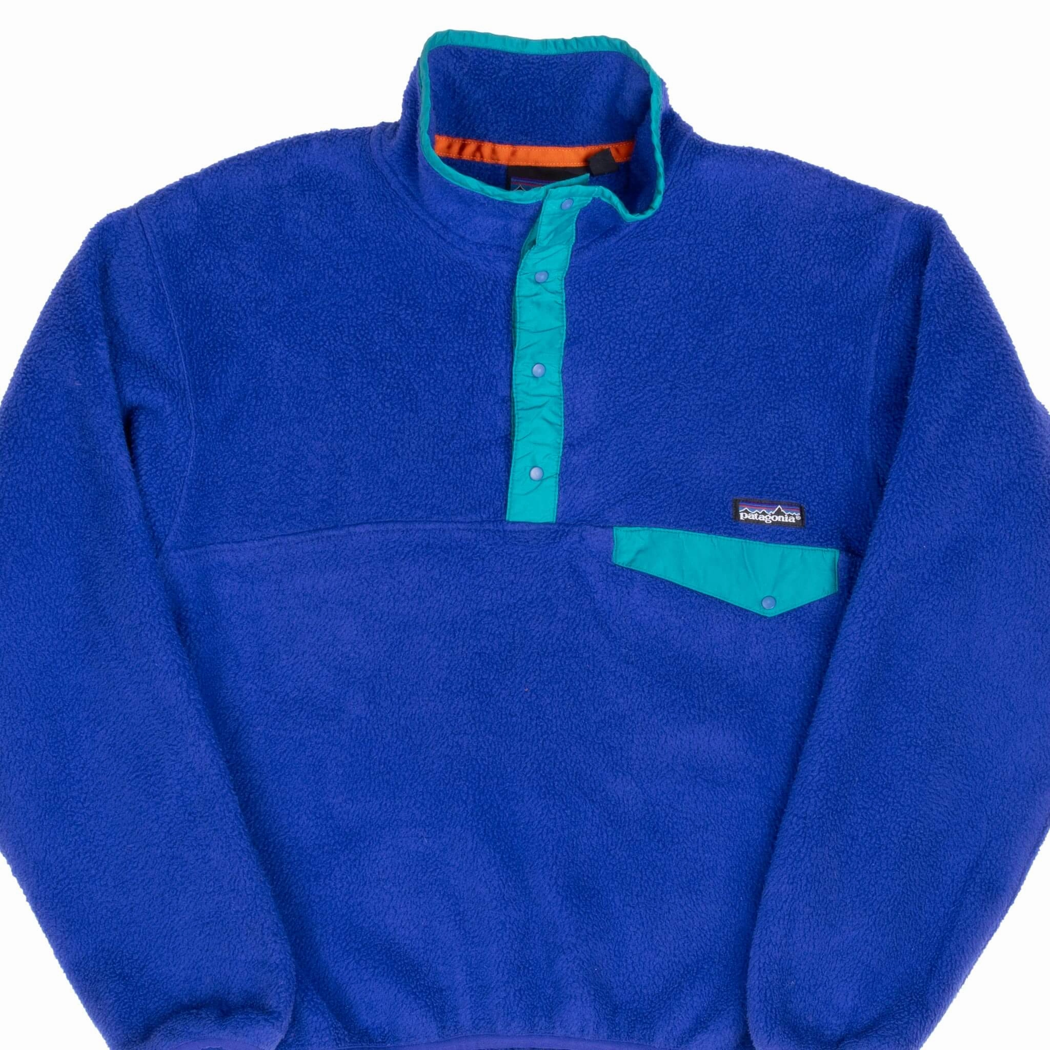 divers Adapt VINTAGE PATAGONIA BLUE SNAP T FLEECE PULLOVER JACKET 1990S SMALL